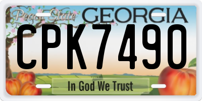 GA license plate CPK7490