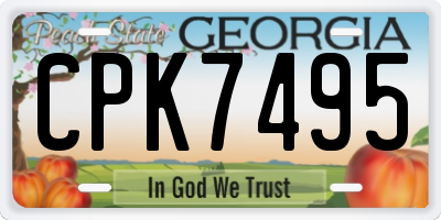 GA license plate CPK7495