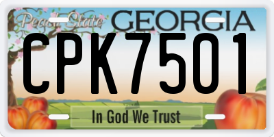 GA license plate CPK7501