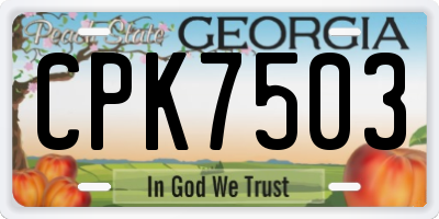 GA license plate CPK7503