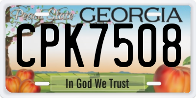 GA license plate CPK7508