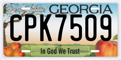 GA license plate CPK7509