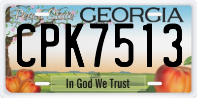 GA license plate CPK7513