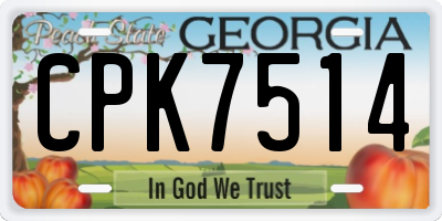 GA license plate CPK7514