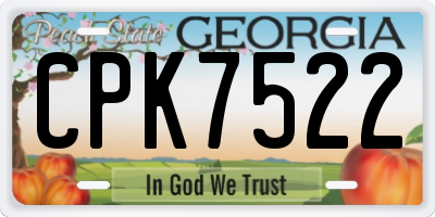 GA license plate CPK7522