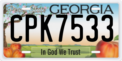 GA license plate CPK7533