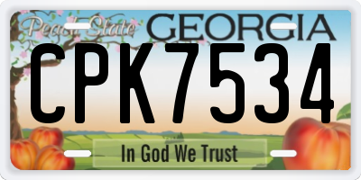 GA license plate CPK7534