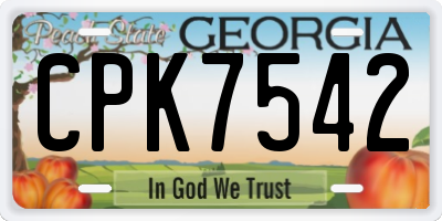 GA license plate CPK7542