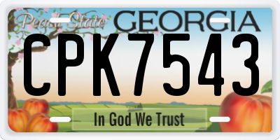 GA license plate CPK7543