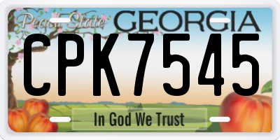GA license plate CPK7545