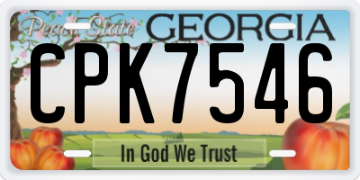 GA license plate CPK7546