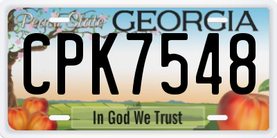 GA license plate CPK7548