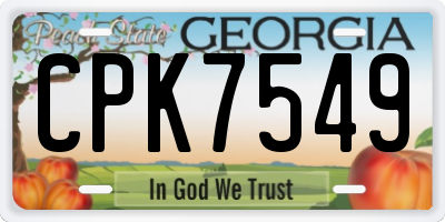 GA license plate CPK7549