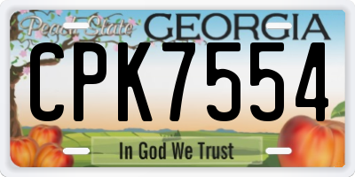 GA license plate CPK7554