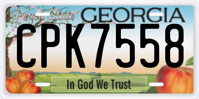 GA license plate CPK7558