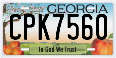 GA license plate CPK7560
