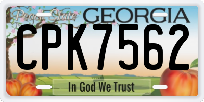 GA license plate CPK7562