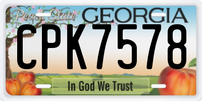 GA license plate CPK7578
