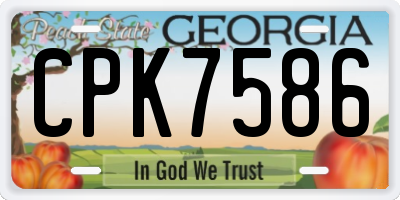 GA license plate CPK7586