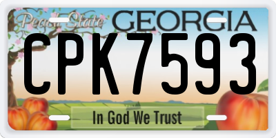 GA license plate CPK7593