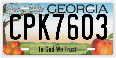 GA license plate CPK7603