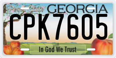 GA license plate CPK7605