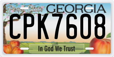 GA license plate CPK7608