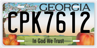 GA license plate CPK7612