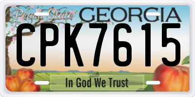 GA license plate CPK7615