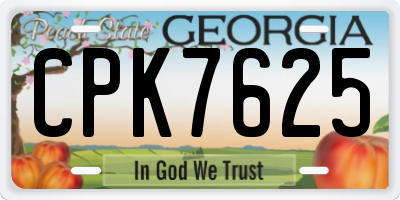 GA license plate CPK7625