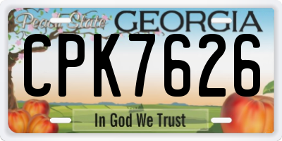GA license plate CPK7626