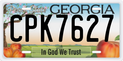 GA license plate CPK7627