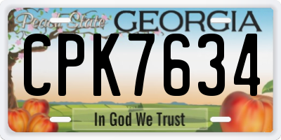GA license plate CPK7634