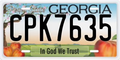 GA license plate CPK7635