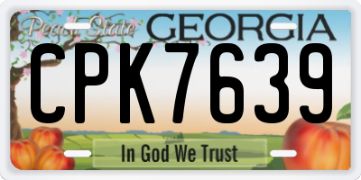 GA license plate CPK7639