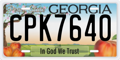 GA license plate CPK7640