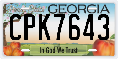 GA license plate CPK7643