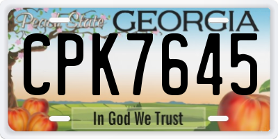 GA license plate CPK7645