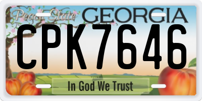 GA license plate CPK7646