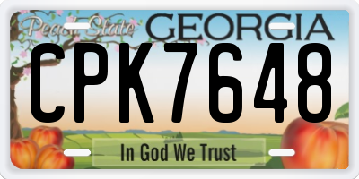 GA license plate CPK7648
