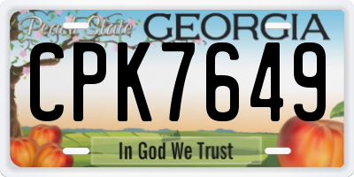 GA license plate CPK7649