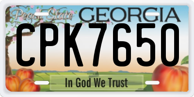 GA license plate CPK7650