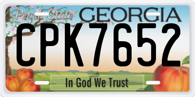 GA license plate CPK7652