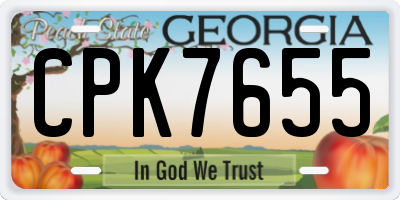 GA license plate CPK7655