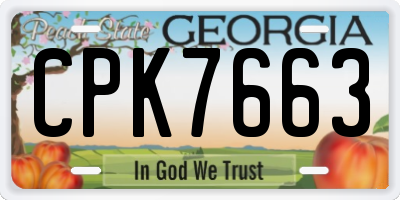 GA license plate CPK7663