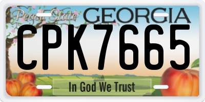 GA license plate CPK7665
