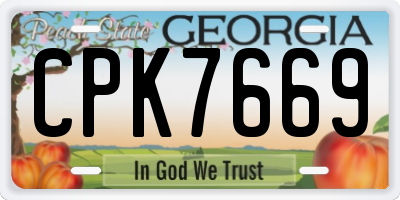 GA license plate CPK7669