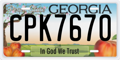 GA license plate CPK7670