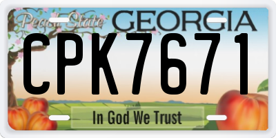 GA license plate CPK7671