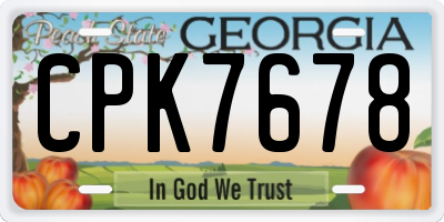 GA license plate CPK7678
